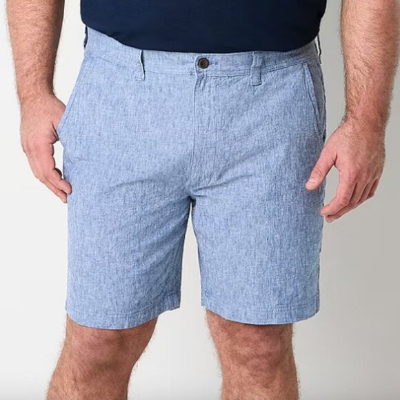 St. John's Bay Mens Stretch Fabric Linen Blend Flat Front Chino Short, Sz 54 BIG - Picture 3 of 3